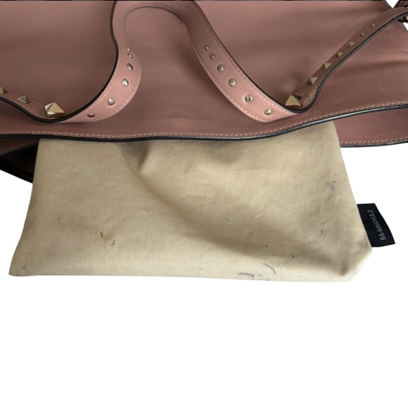 VALENTINO GARAVANI Love Stud Calfskin Leather Tote Pink - Picture 13 of 15